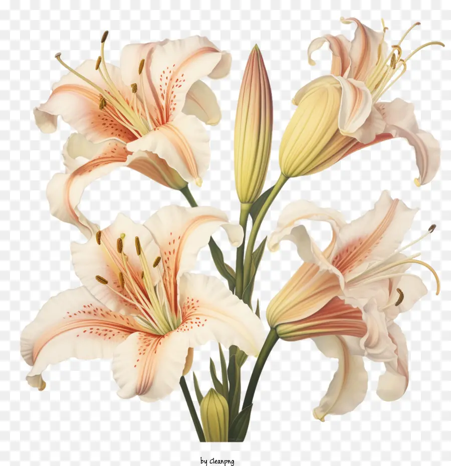 Vintage Zambak，Lily çiçek PNG