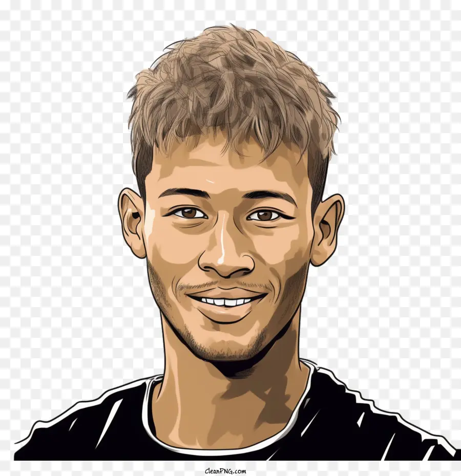 Neymar，Gülümseyen Karikatür Portre PNG