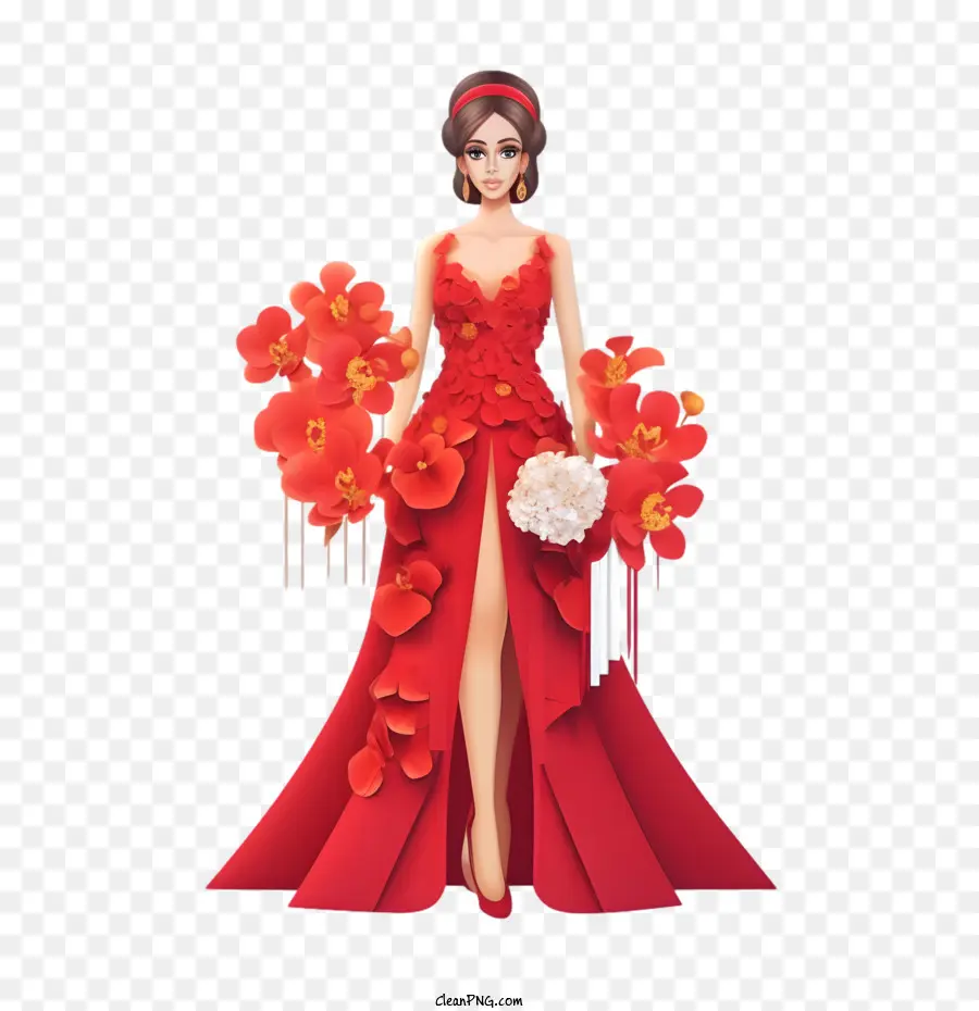 Gelinlik，Kırmızı Elbise PNG