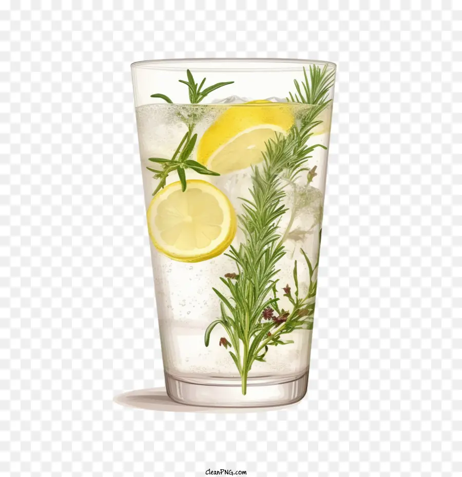 Limonata Içeceği，Otlar Ve Limonlu Bir Bardak Su PNG