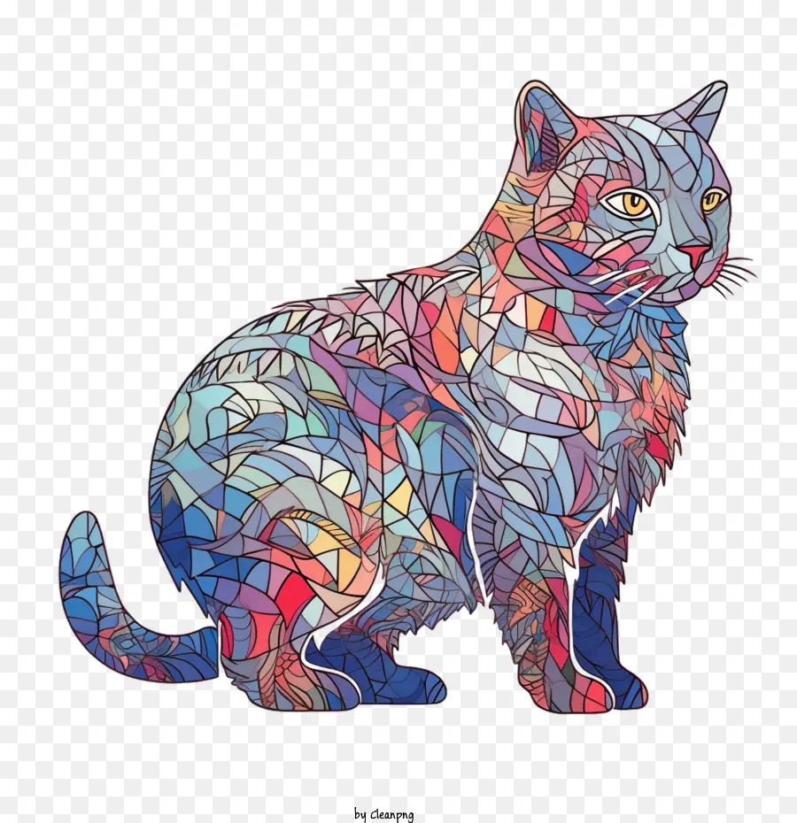 Elle çizilmiş Kedi，Renkli Kedi PNG