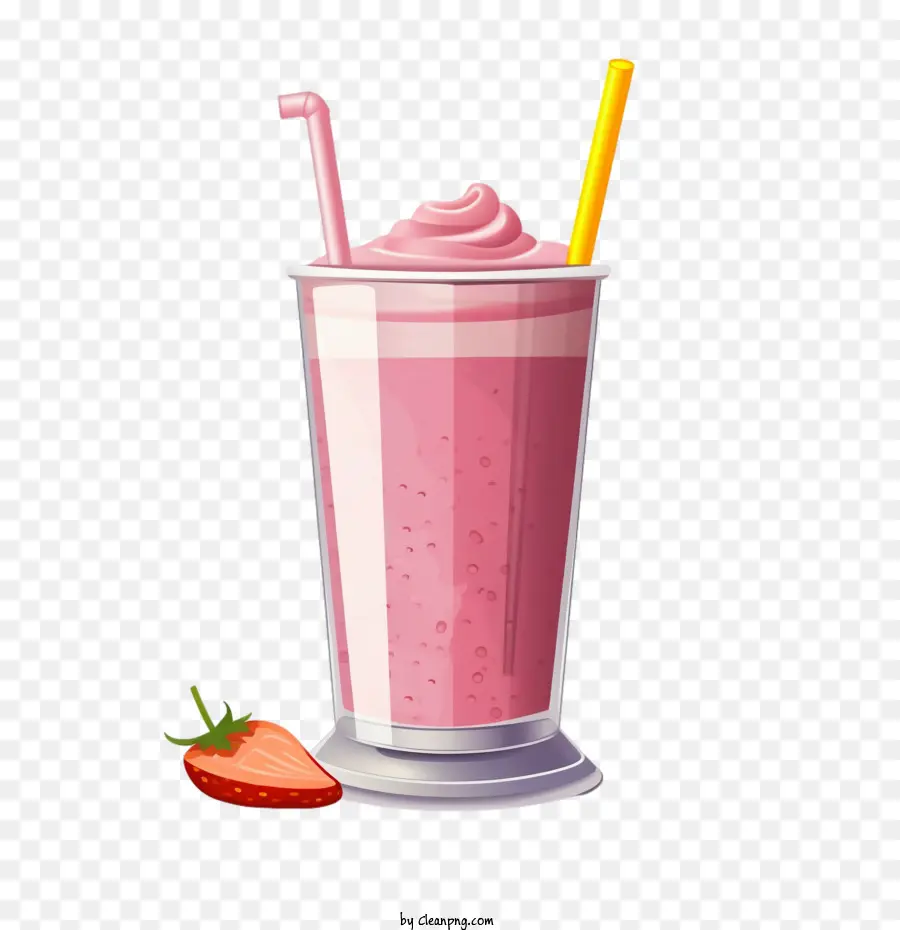 Çilekli Milkshake，Pipet PNG