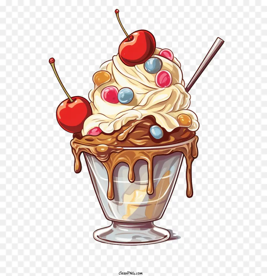 Dondurma Sundae，Kirazlar PNG