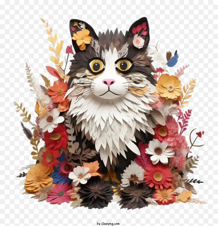 çiçekli Kedi，Kedi PNG