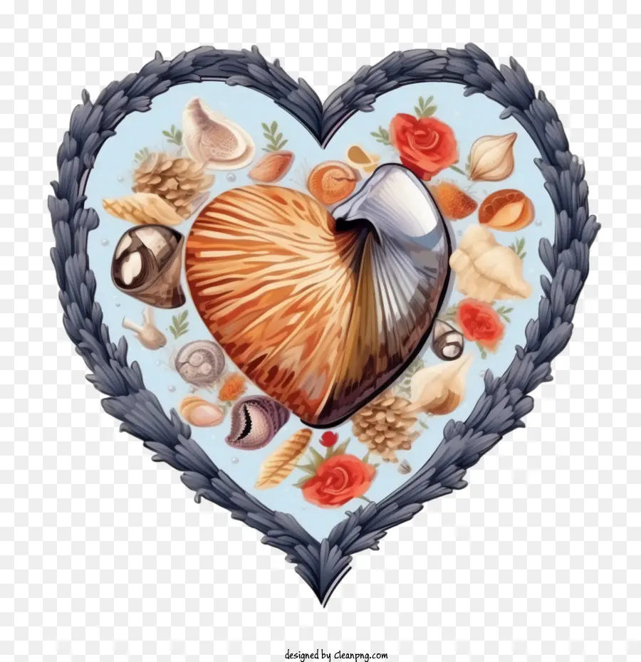 Kalp şekli，Deniz Kabuğu çerçeve PNG