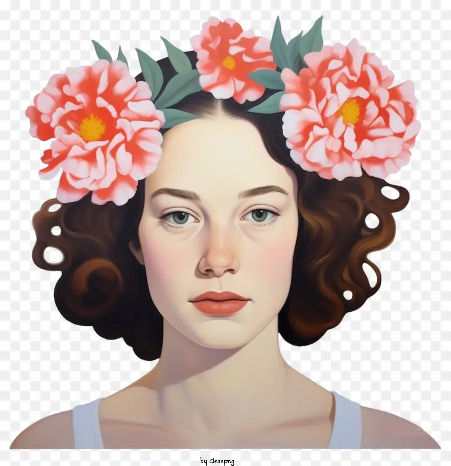 Moda Kız，Karanfil çiçek PNG