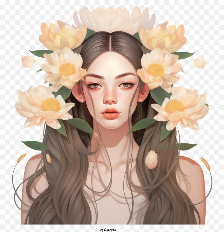 Lotus çiçeği，Moda Kız PNG