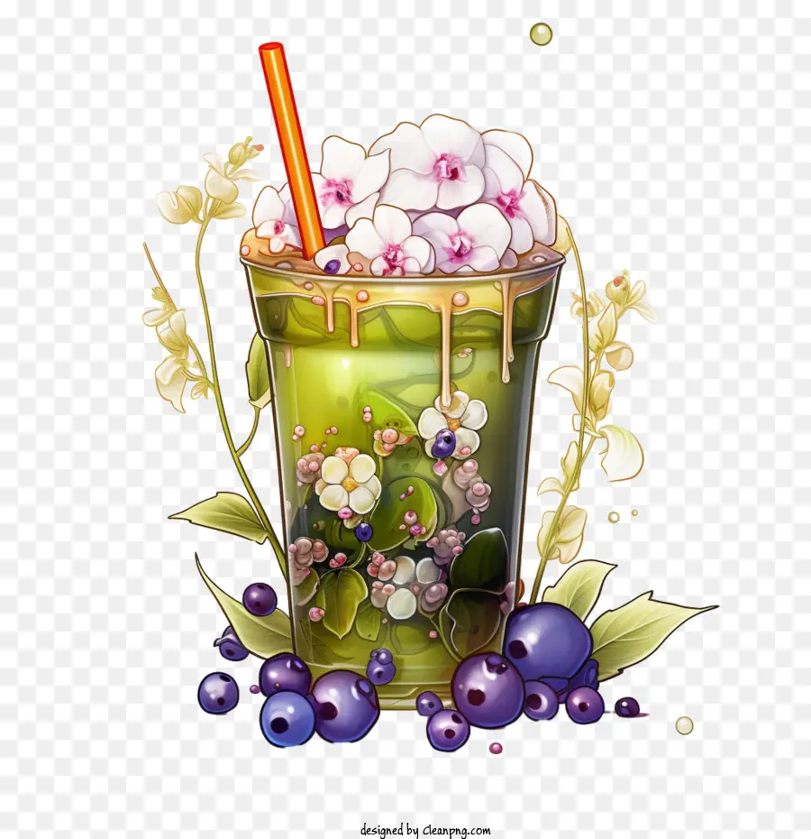 Matcha Balon Çayı，Yeşil Smoothie PNG