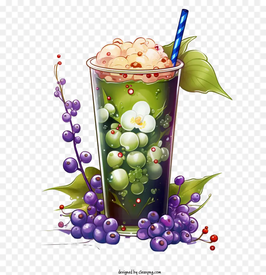 Matcha Balon Çayı，Yeşil Smoothie PNG