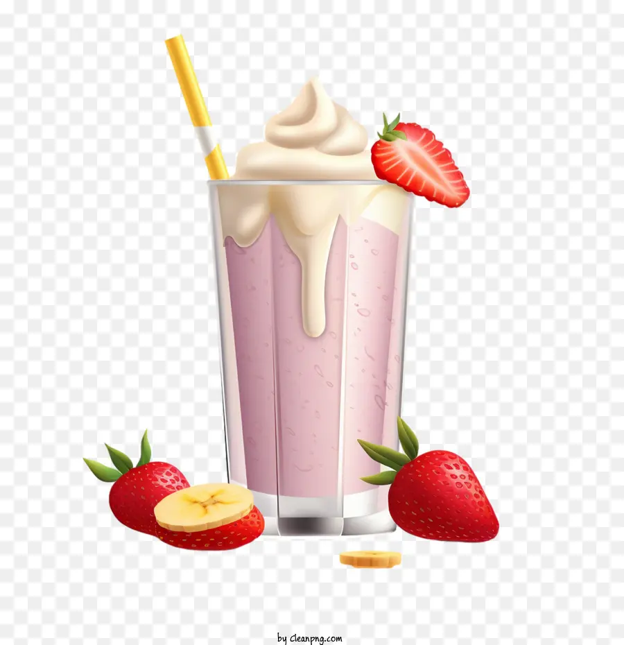 Aromalı Süt，Çilekli Milkshake PNG