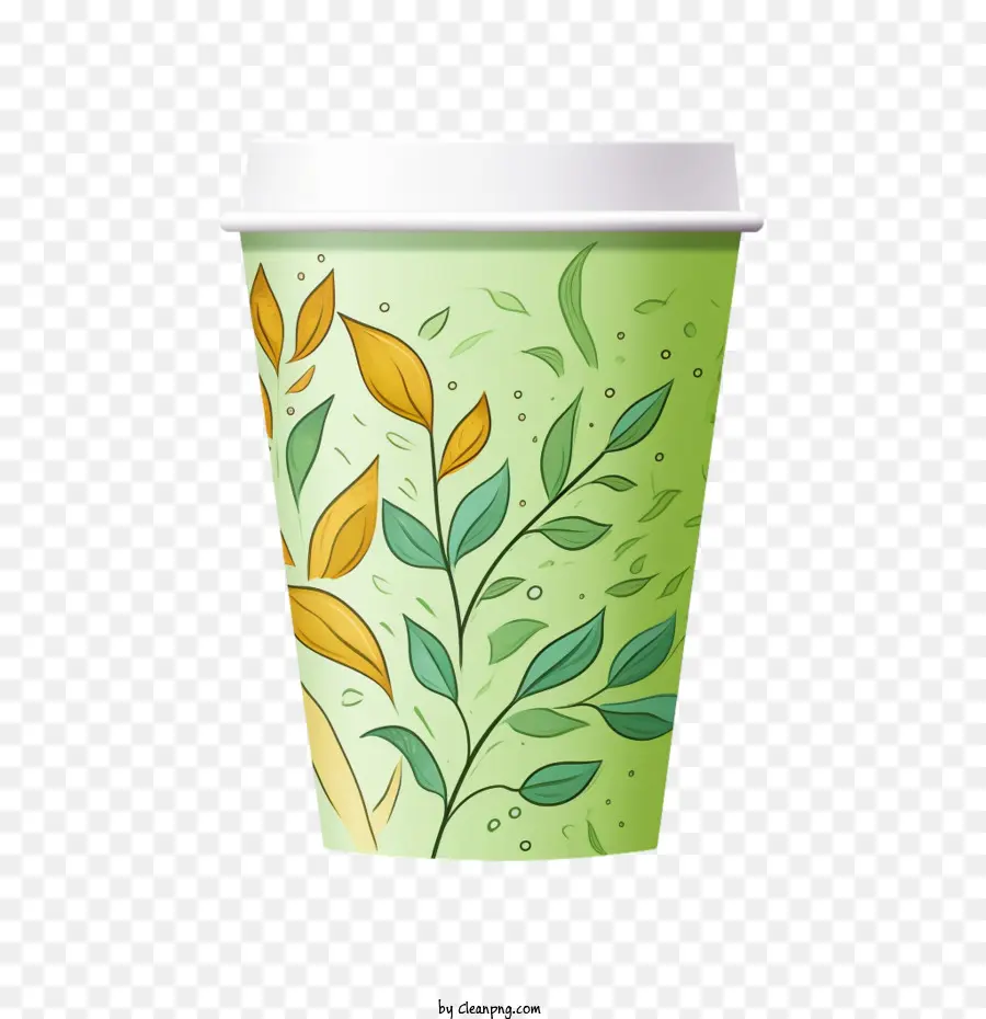 Kağıt Kahve Fincanı，Yeşil Kağıt Kahve Kupası PNG