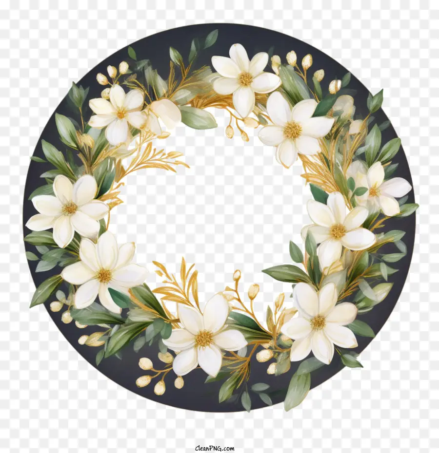Yasemin çelenk，Beyaz çiçekler PNG