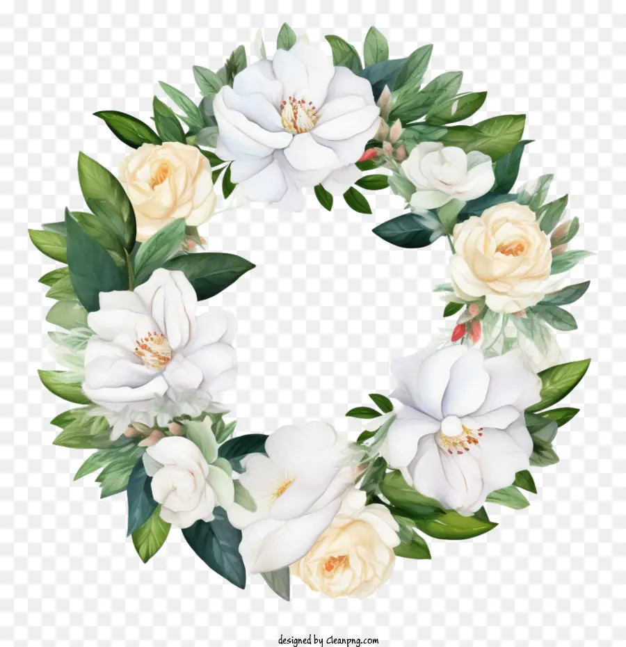 Gardenia Çelenk，Beyaz çiçekler PNG
