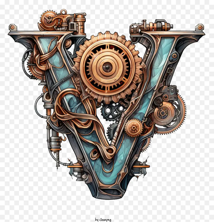 V Harfi，Steampunk Harf V PNG