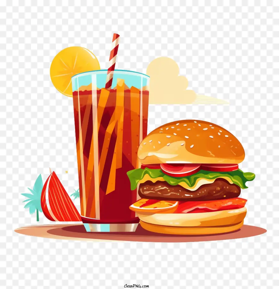 Hamburger，Soda PNG