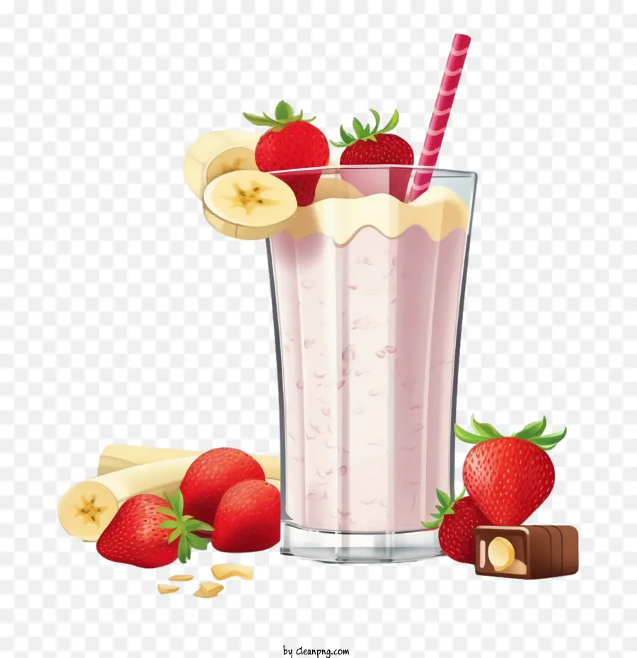 Aromalı Süt，Çilekli Milkshake PNG