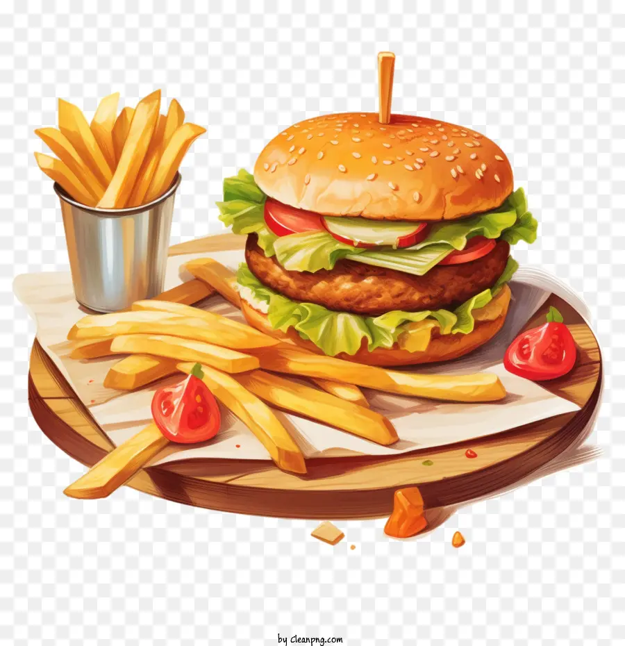 Hamburger，Burger Ve Patates Kızartması PNG