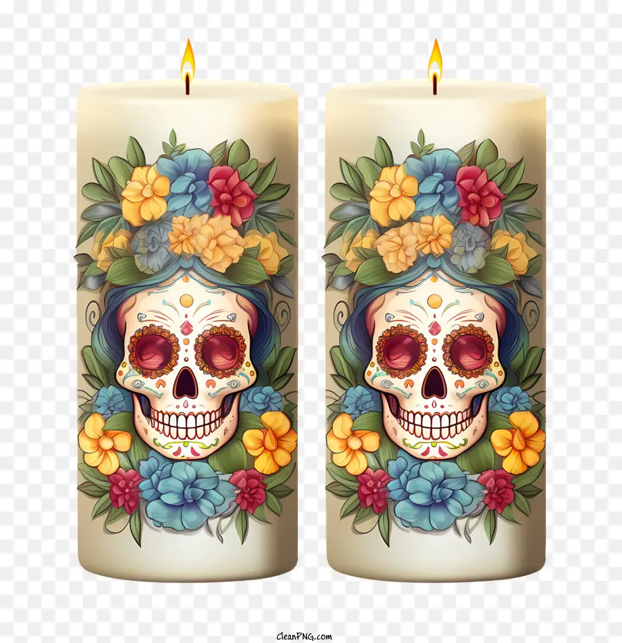 Dia De Los Muertos，Dekoratif Mumlar PNG