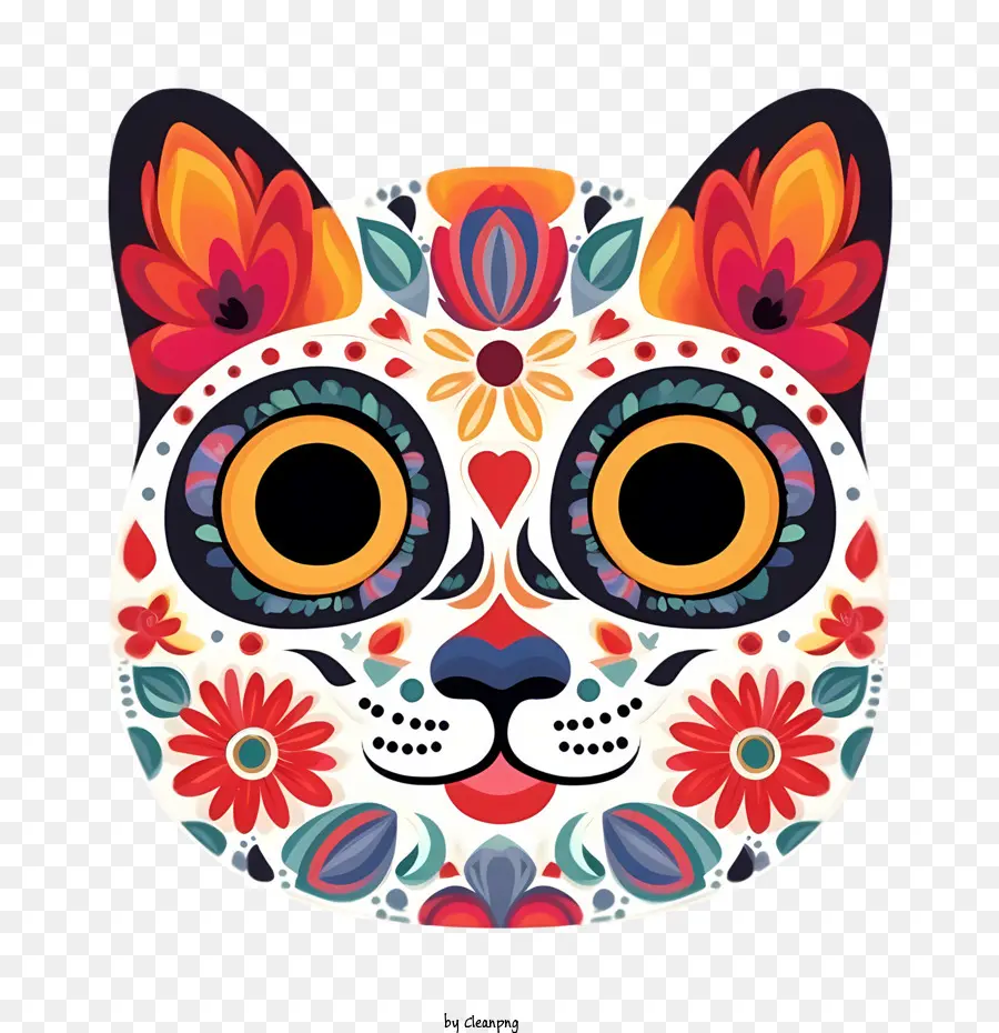 Dia De Los Muertos，Renkli Kedi PNG