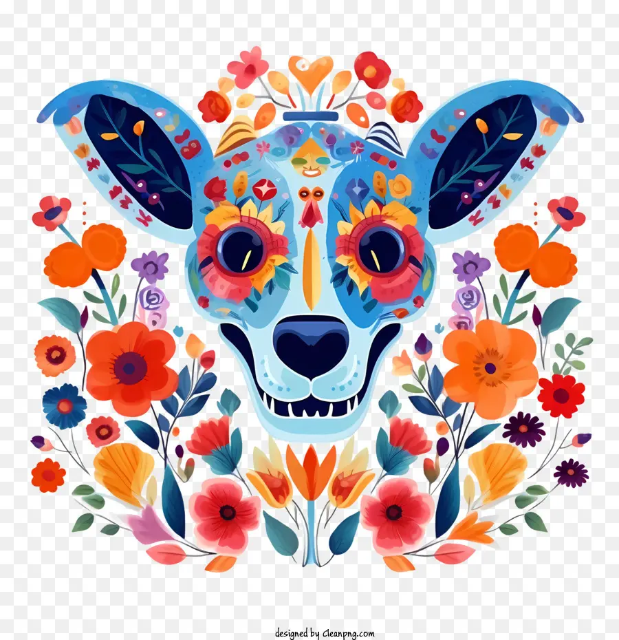 Dia De Los Muertos，Renkli Köpek Yüzü PNG