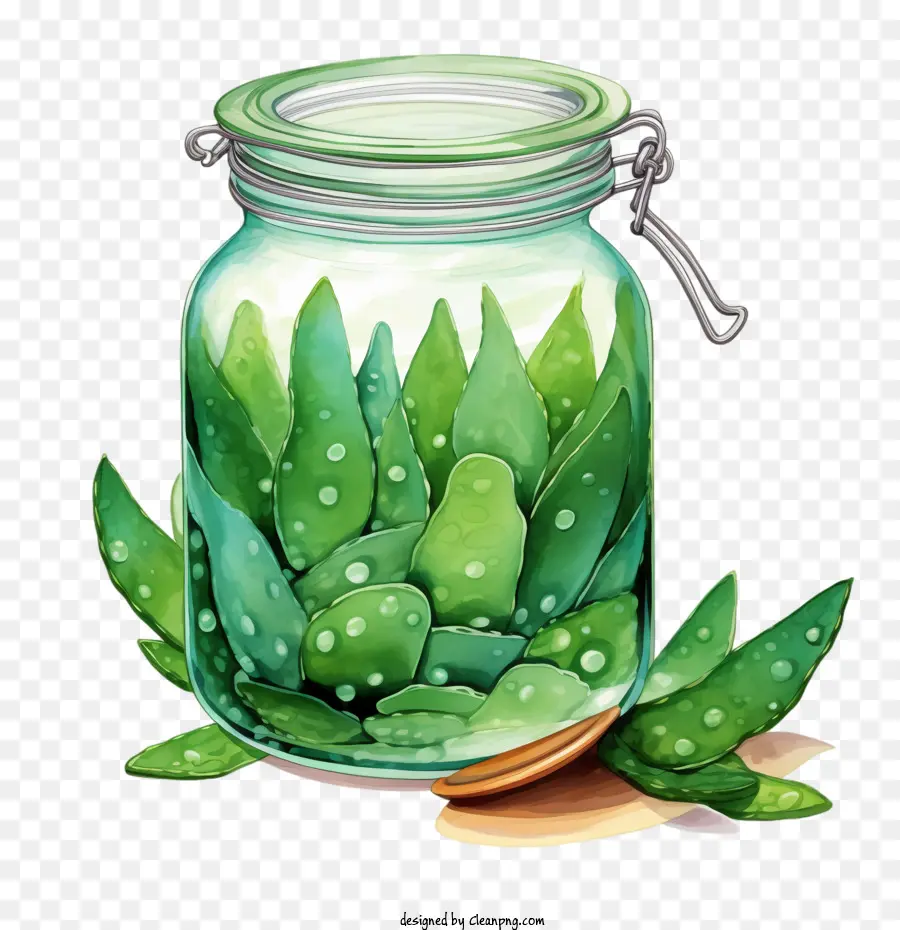 Aloe Vera，Kavanozda Yeşil Yapraklar PNG