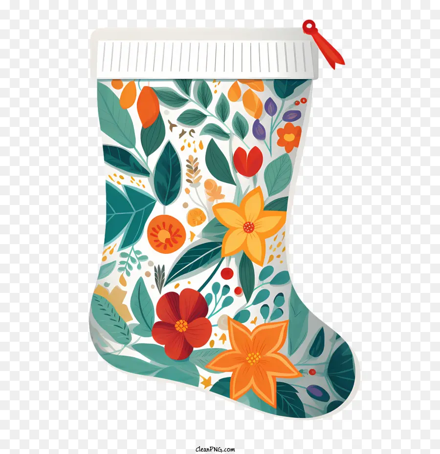 Noel çorap，çiçek Desenli PNG