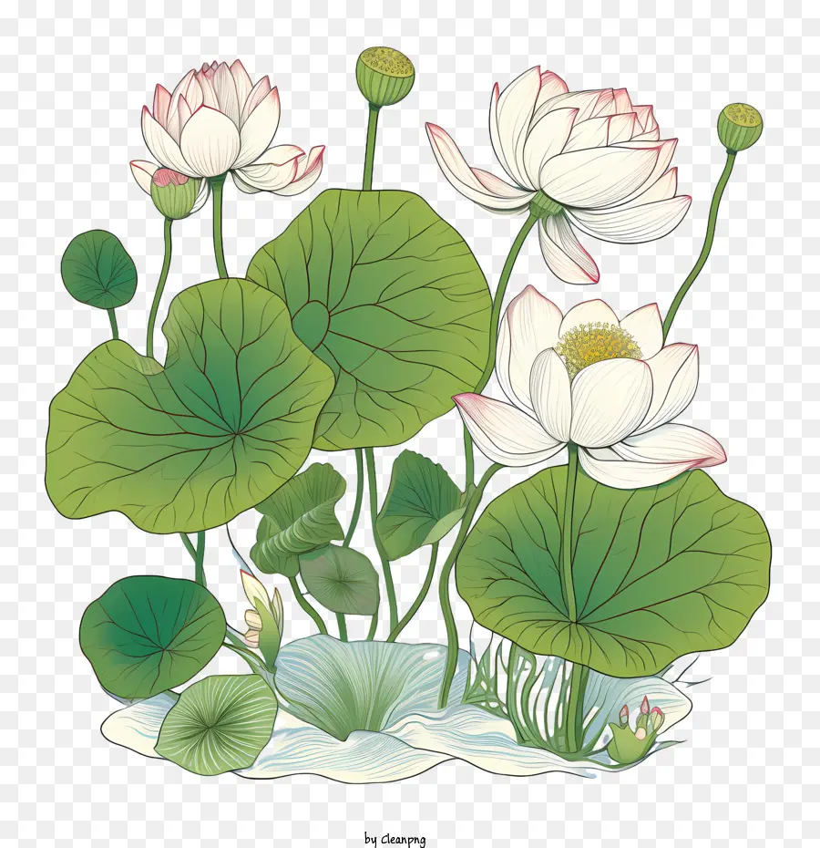 Lotus çiçeği，Beyaz Su Zambakları PNG
