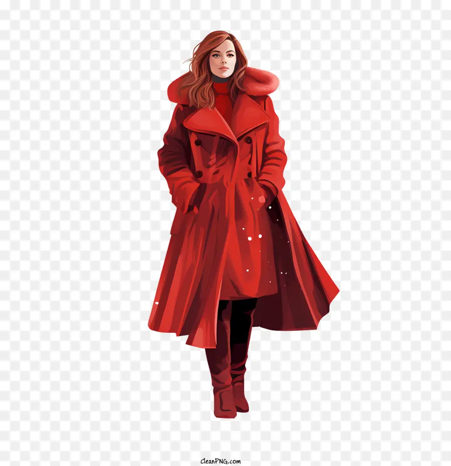 Kış Kız，Kırmızı Ceket PNG