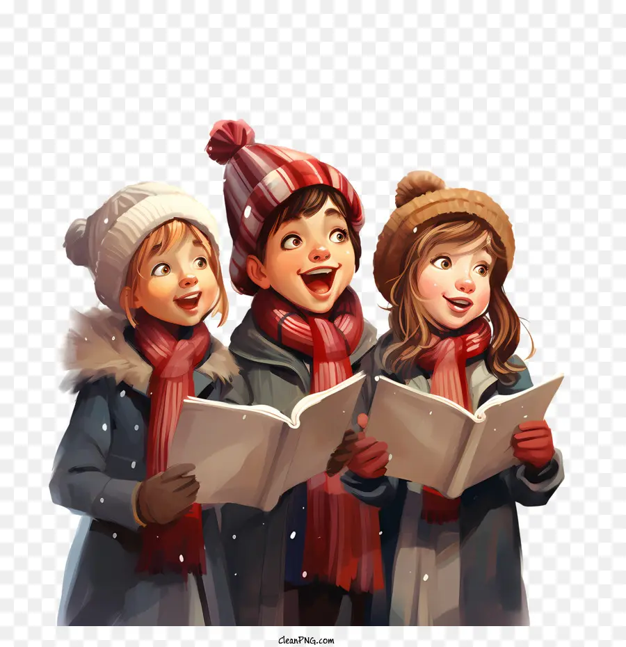 Caroling Günü'ne Git，Caroling Çocukları PNG