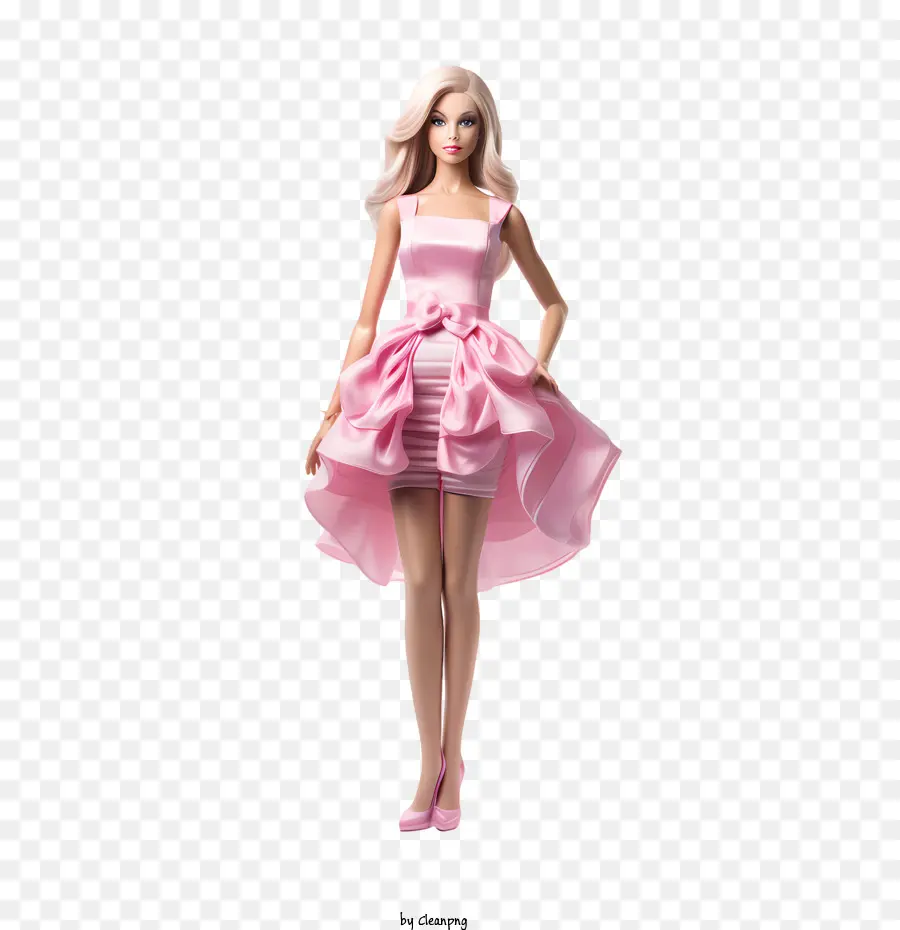 Barbie Kız，Pembe Elbiseli Bebek PNG