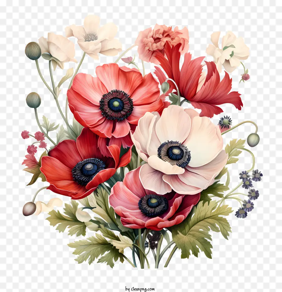 Anemon çiçeği，Kırmızı PNG