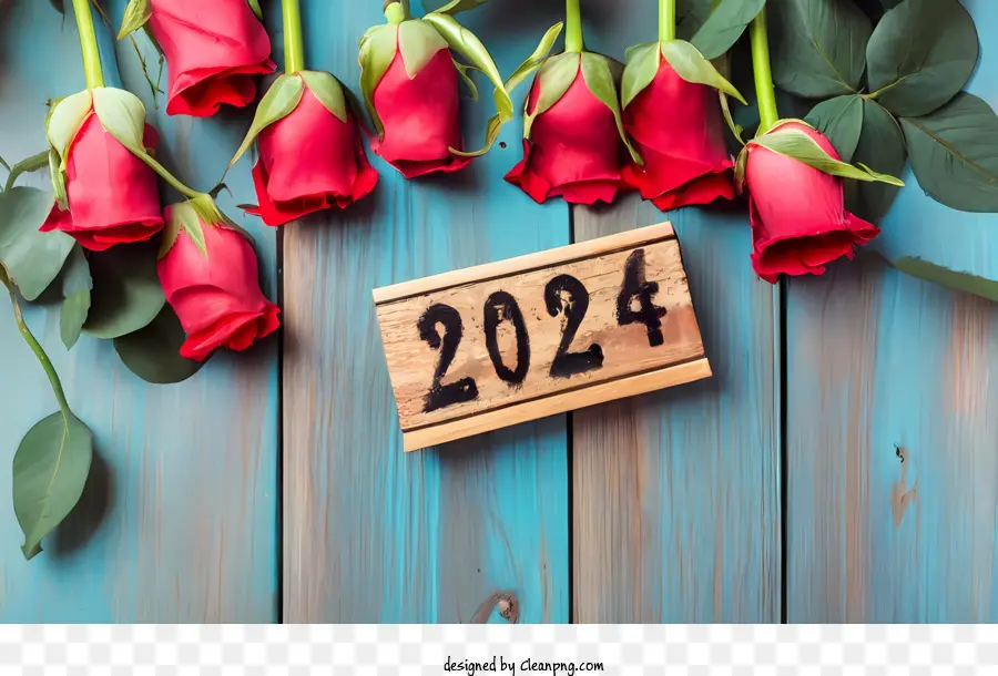 2024 Yeni Yıl，Güller PNG