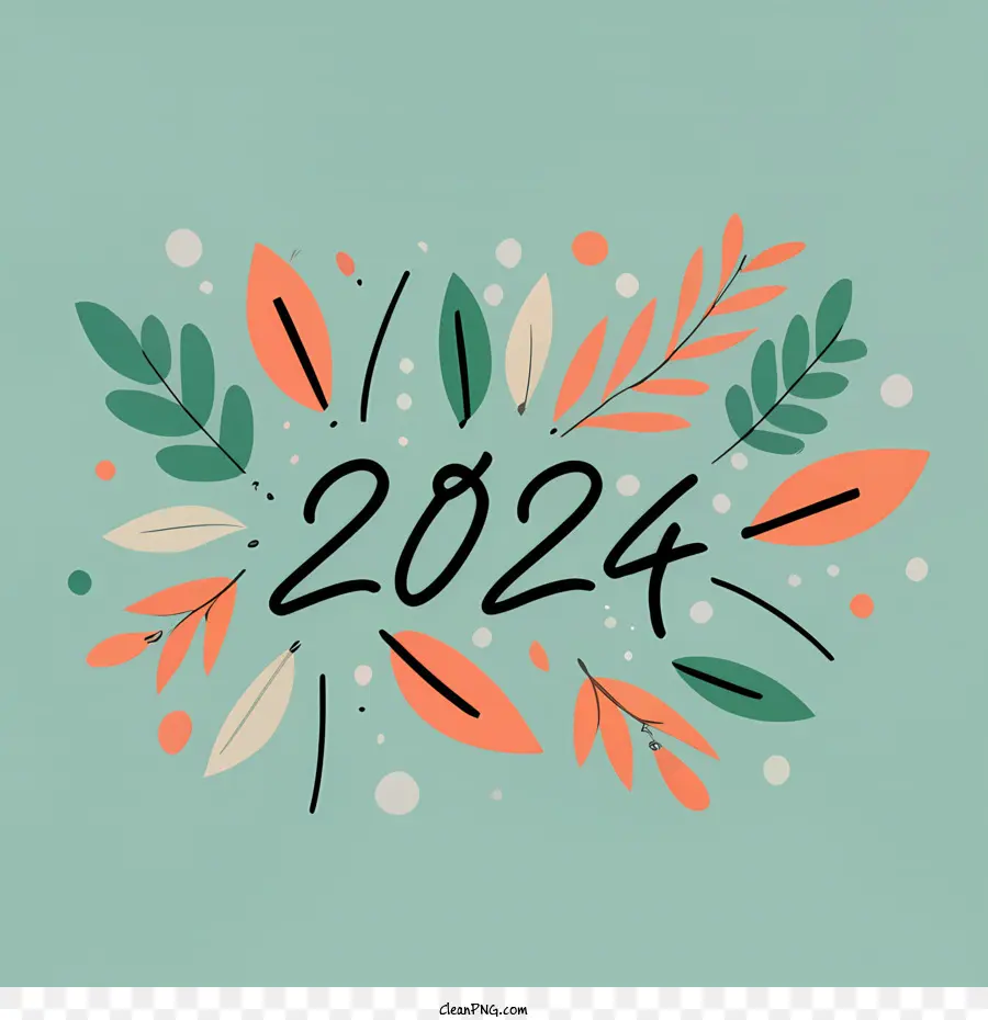 2024 Mutlu Yıllar，Yeşillik PNG