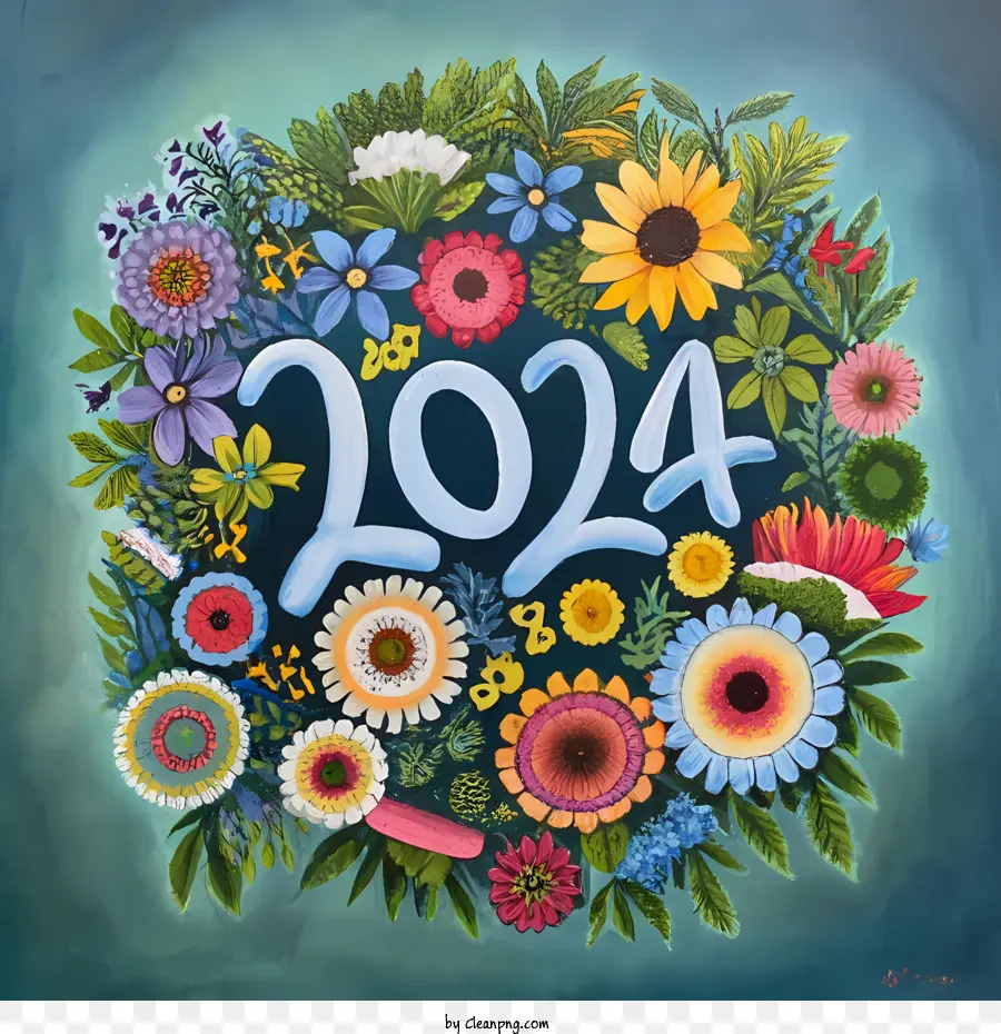 2024 Mutlu Yıllar，çiçek PNG