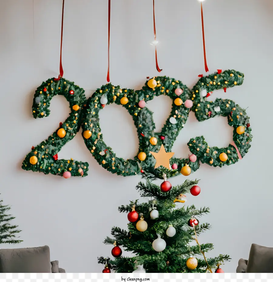 2025 Mutlu Yıllar，Noel Ağacı PNG