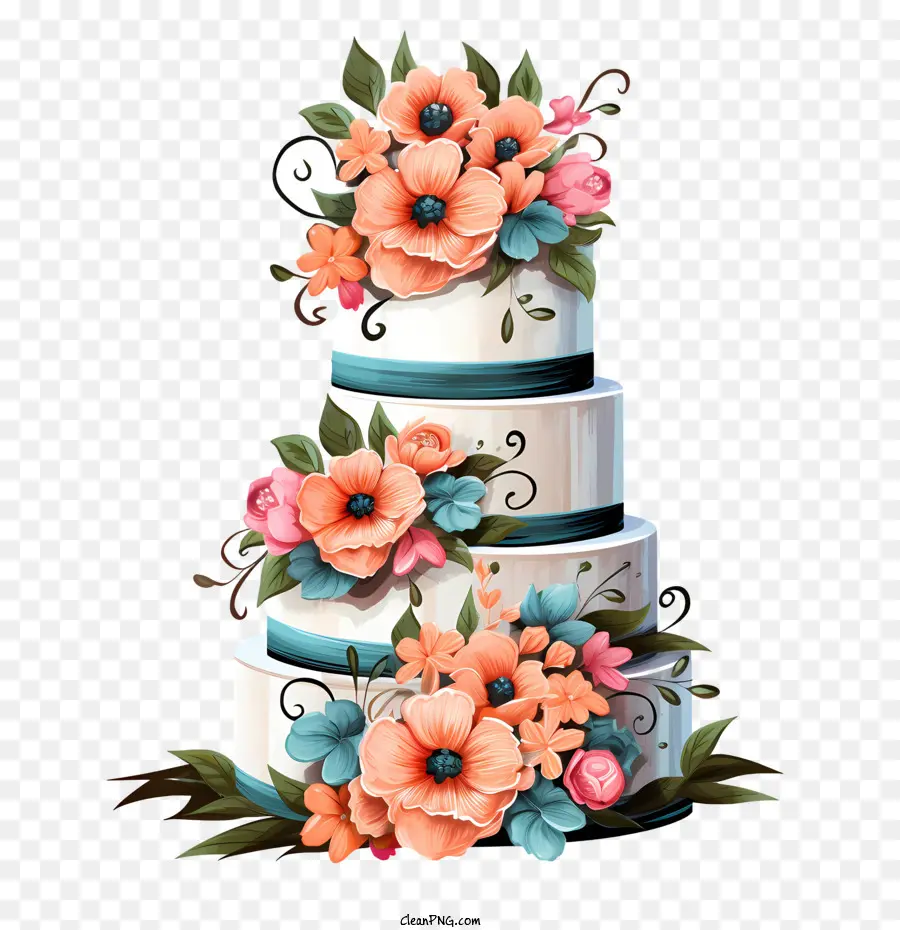 Düğün Pastası，çiçek Pasta PNG