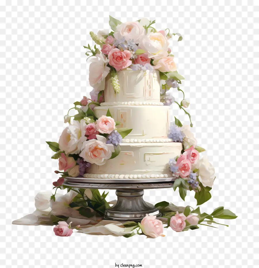 Düğün Pastası，çiçek Süslemeleri PNG