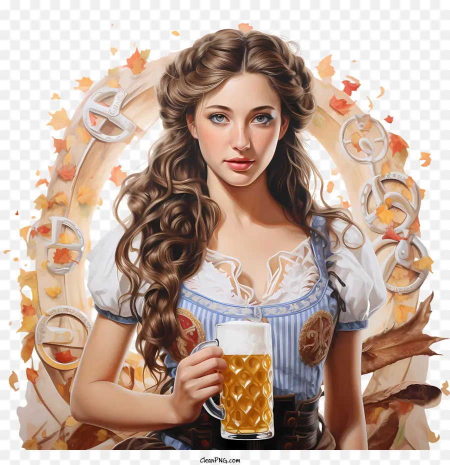 Oktoberfest，Bira Olan Kadın PNG