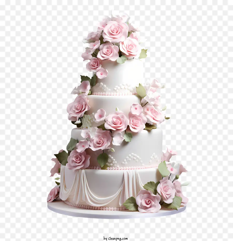 Düğün Pastası，Pembe Güller PNG