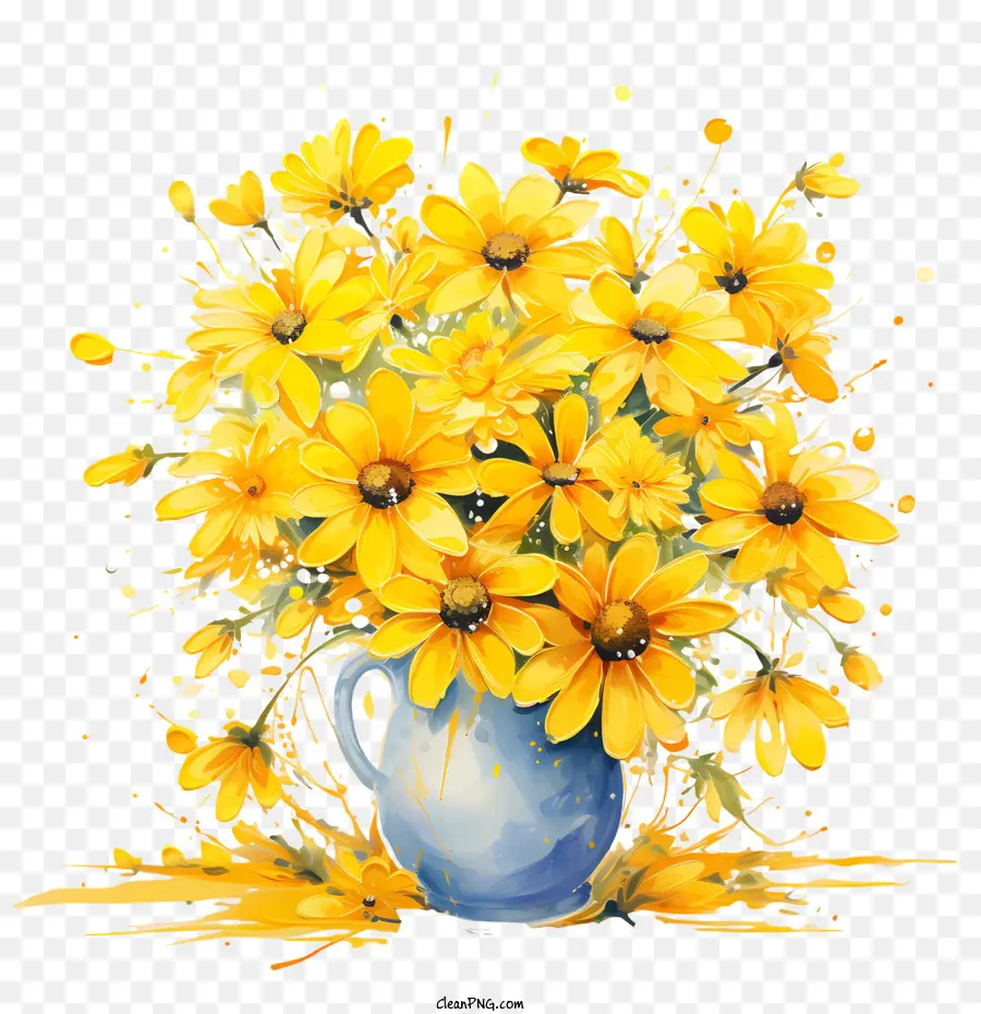 Sarı çiçek，Vazo PNG