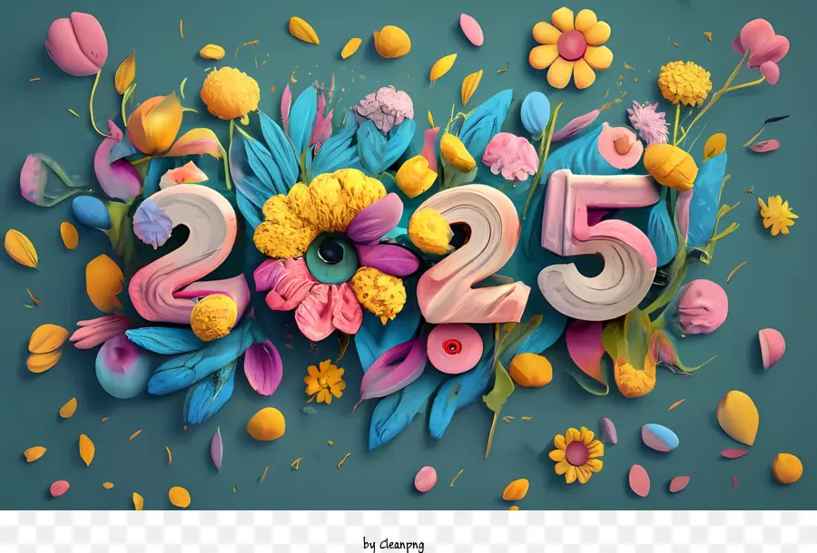 2025 Mutlu Yıllar，çiçek PNG