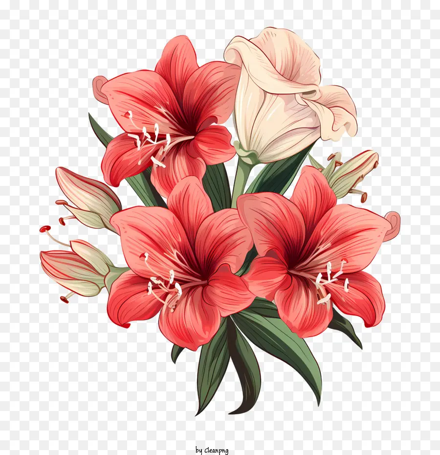 Amaryllis Çiçeği，Kırmızı çiçekler PNG