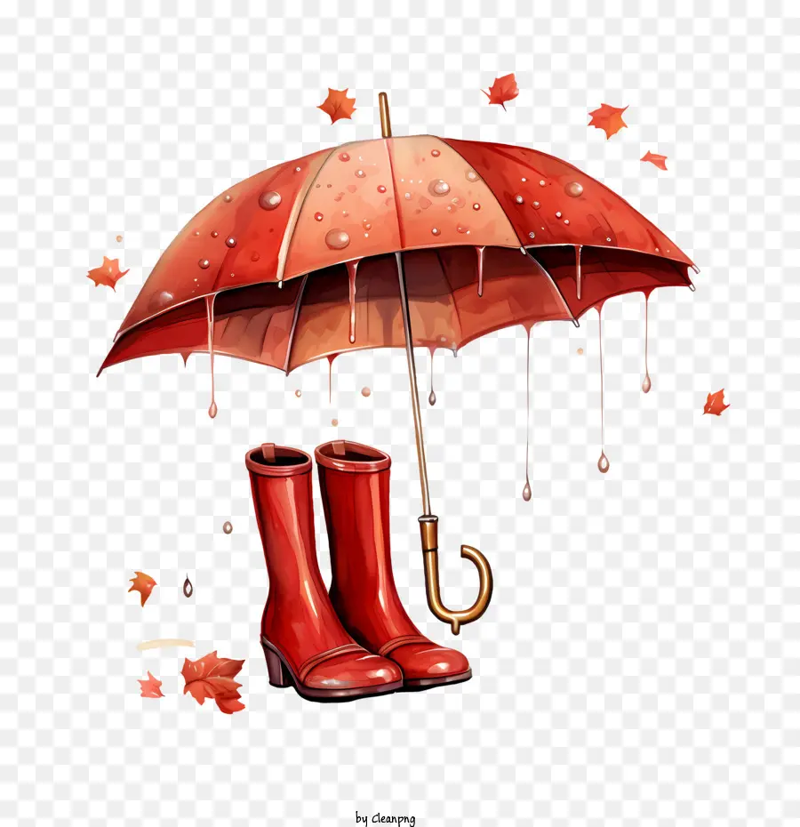 Sonbahar Yağmur，Kırmızı çizmeler PNG