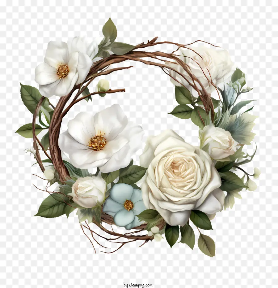 Beyaz Gül çiçek，çelenk PNG