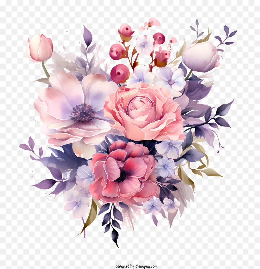Düğün Çiçeği Davet Tasarımı，Buket PNG