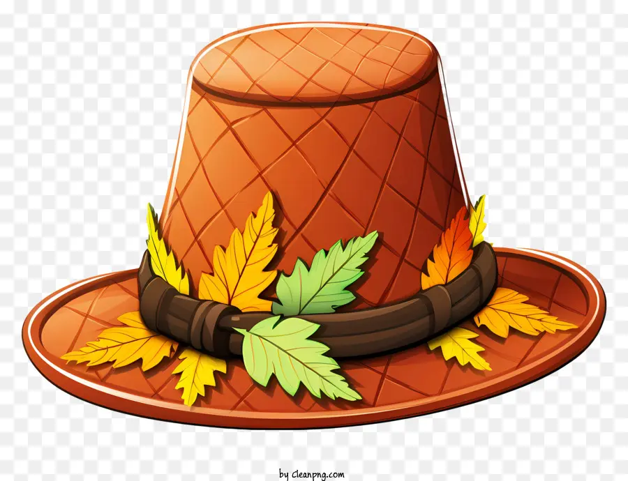 Kahverengi Yün şapka，Şapkalı Yapraklar Ve çileler PNG