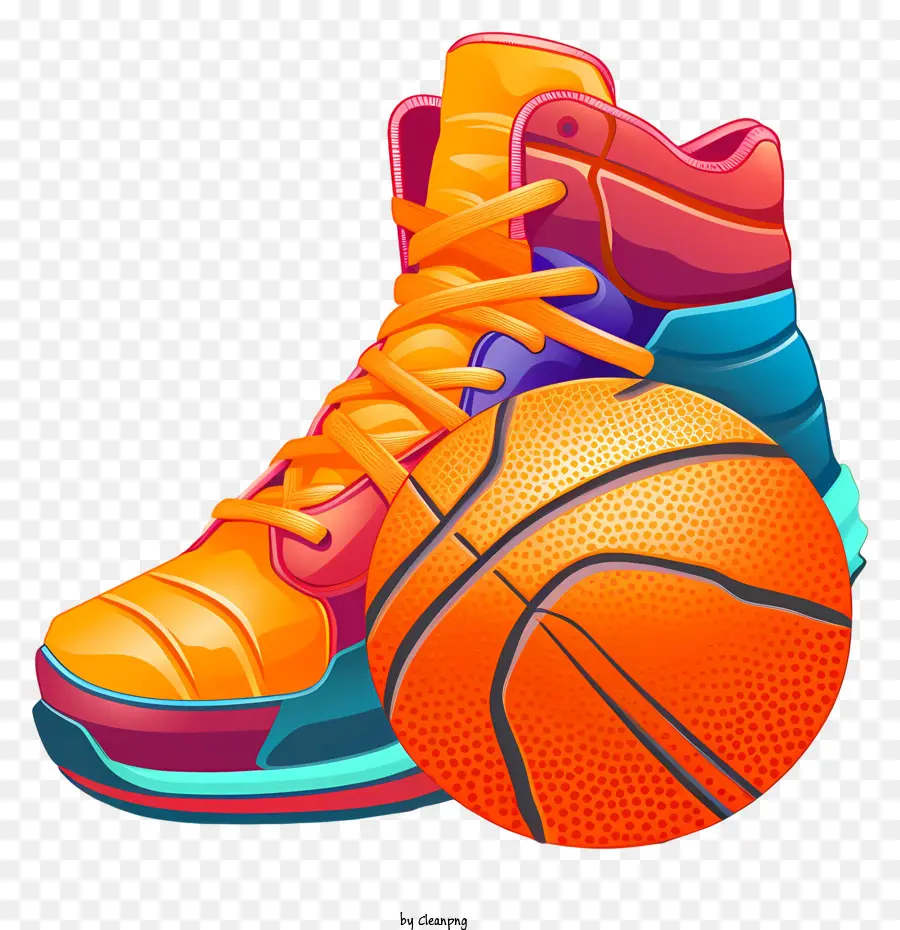 Basketbol Ayakkabıları，Turuncu Ve Mor Tasarım PNG