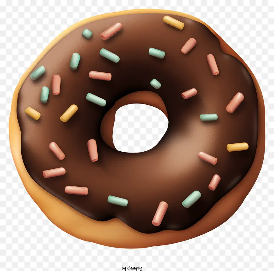 Çikolatalı Donut，Renkli Sprinkles PNG