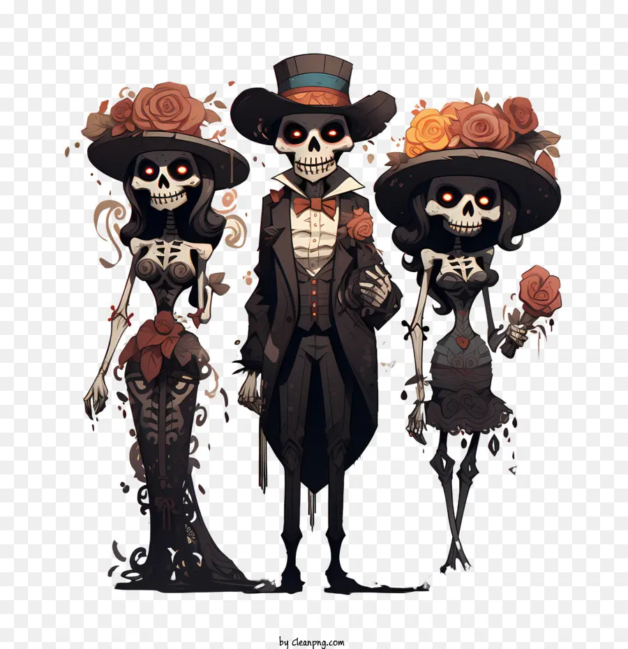 Dia De Los Muertos，İskeletler PNG