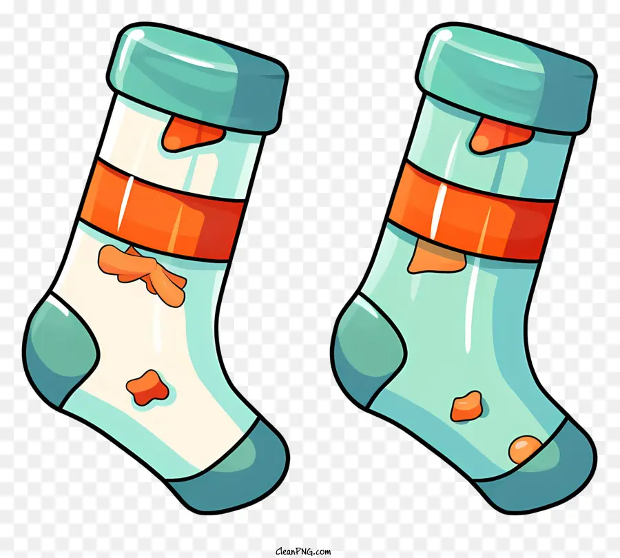 Karikatür çorap，Turuncu Ve Mavi çizgili çoraplar PNG